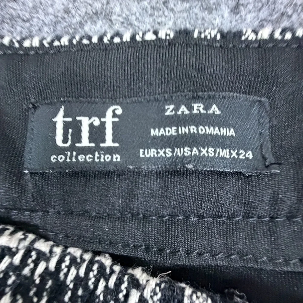 Zara Trf Mini Skirt Womens XS Black White Plaid Tweed Academia Schoolgirl Preppy